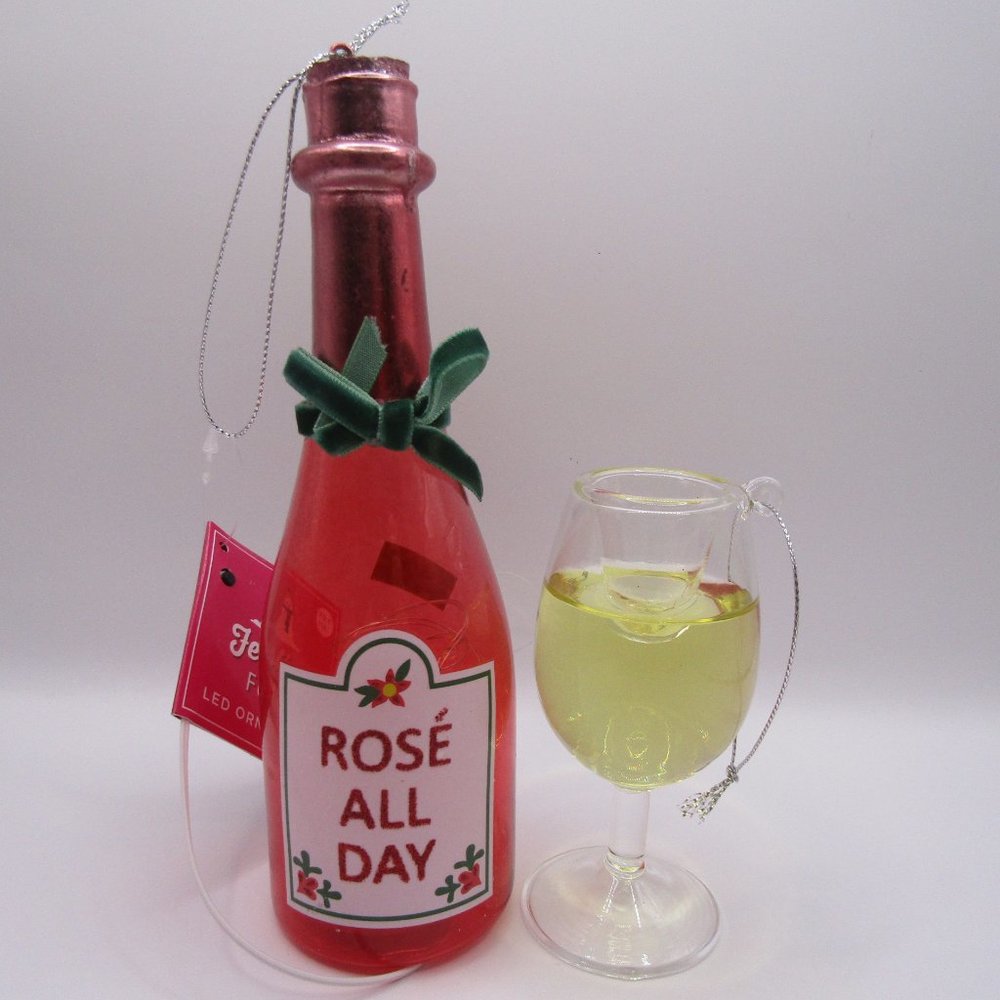 Wine bottle and Wine Glass Ornaments